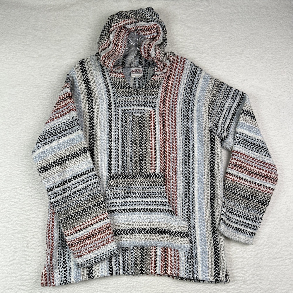 Ron Jon Surf Shop Baja Hoodie Men L Blanket Chunky Knit Poncho Made In‎ Mexico